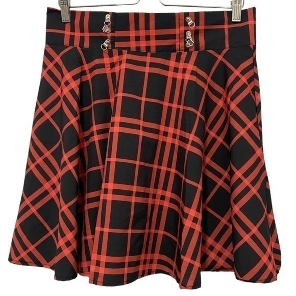 Black & Red Plaid Skater Girl Skirt Size XL